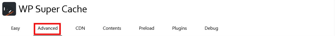 WP Super Cache - advanced tab