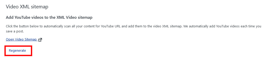 video sitemap regenerate option
