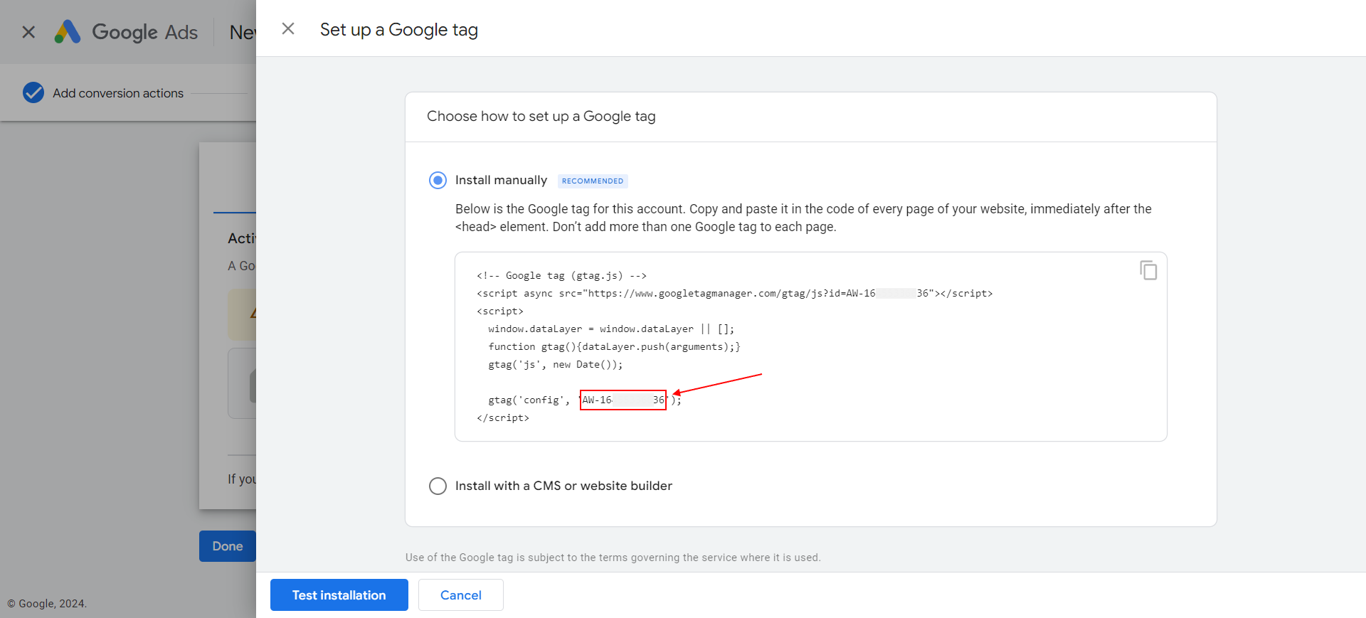 Google Ads Conversion tracker Code