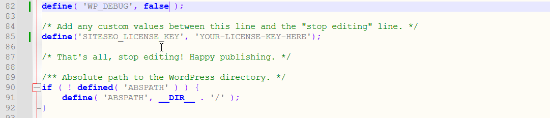 SiteSEO Key in wp-config.php