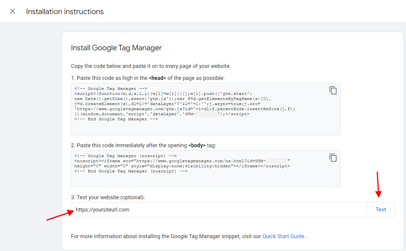 Testing Tag manager integration