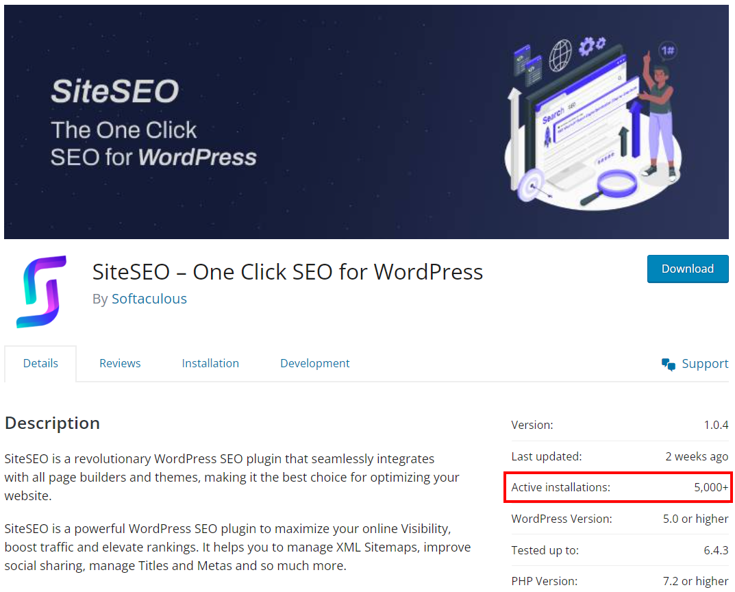 SiteSEO 5000 WordPress installs