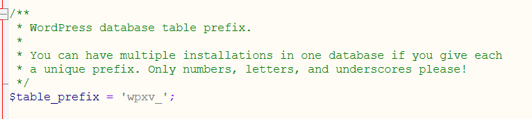 WordPress table prefix