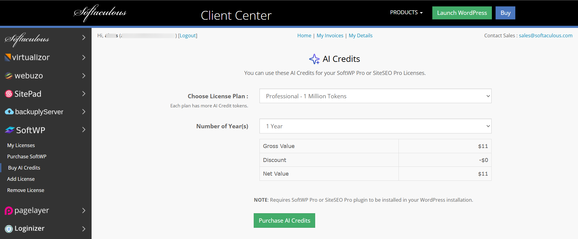 SiteSEO AI buy page SiteSEO AI buy page, showing token count options