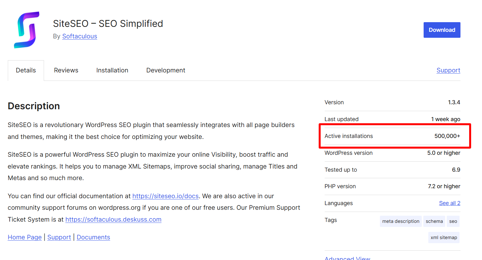 SiteSEO-crossed-500k-on-Wordpress