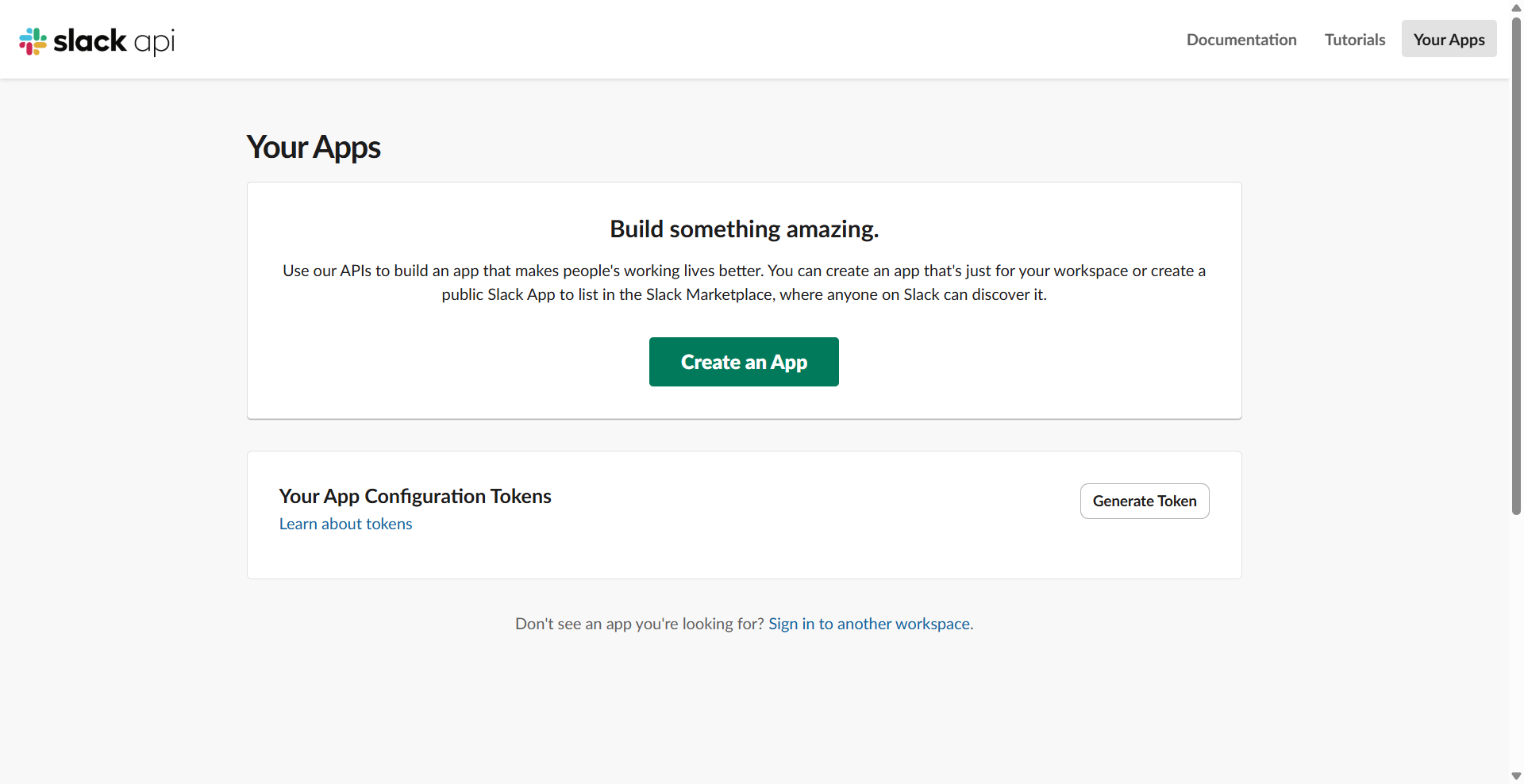 slack-api-app-creation-page